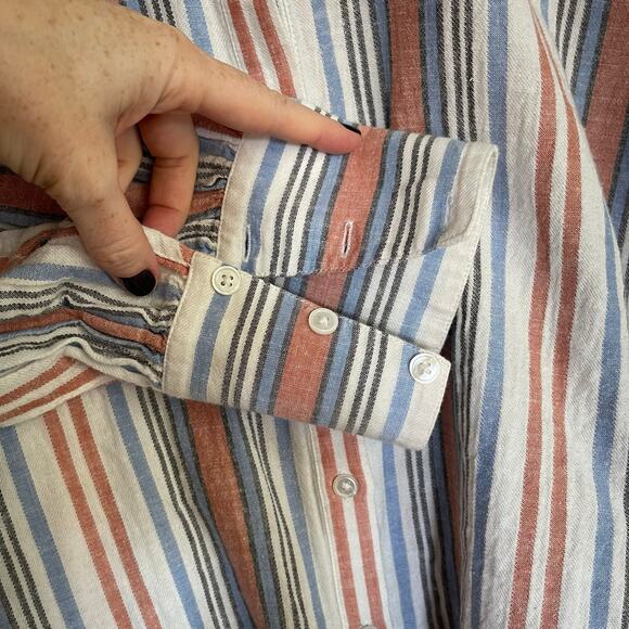 Veronica Beard Grove Striped Shirt Large Button Front Lightweight Gauzy Cotton - Picture 12 of 16